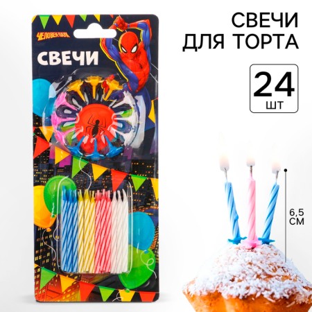 Set of candles for a cake, 24 pcs, spider-man-1