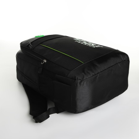 Youth backpack with a zipper, 4 pockets, black/green color-4