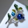Brooch "Blue Branch", the color of green and blue in silver