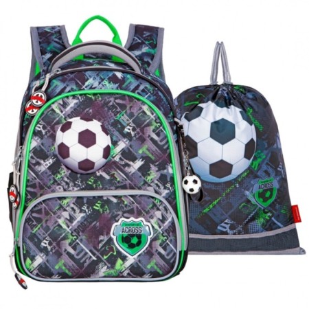Frame backpack 36 x 28 x 11 cm, Across 198, filling: bag, gray/green ACR22-198-1