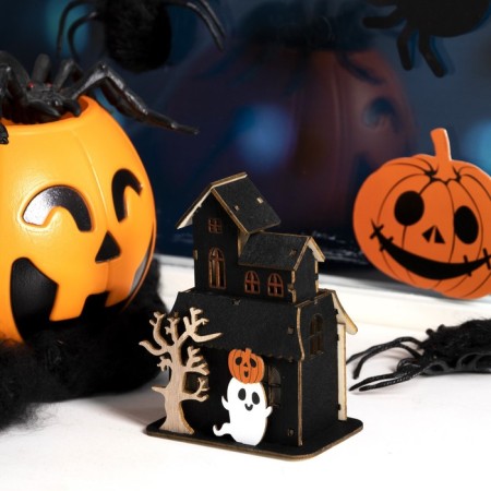 LED toy "Ghost House" 9 × 12 × 6 cm, plastic, batteries LR1130X3, glow warm white-1