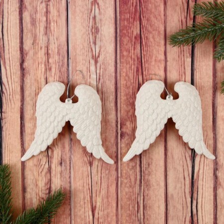 Jewelry decoration "Angel's Wings" Brill (set 2 pcs) 12x9.5 cm, white