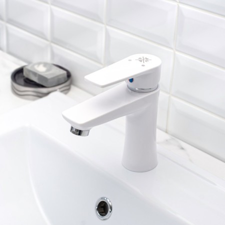 Mixer for the PMS sink PL6-001F, 35 mm cartridge, pour 100 mm, ABS plate, white-1