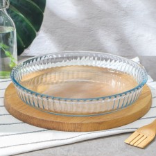 Circle form for baking and baking of Borcam heat -resistant glass, 2.6 liters, corrugated