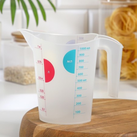 Jug -measured jug, 1 l, the color is transparent
