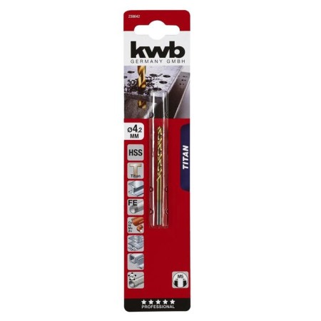 Metal drill KWB Titan HSS, 4.2x75 mm, sharpening angle 135 °, steel HSS-G TIN-1