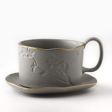 Tea couple ceramic "Scandy", 2 items: 220 ml mug, saucer 13x13.6 cm-1