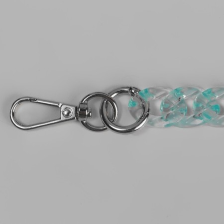 A chain for a bag, plastic, with carbines, 23 × 17 mm, 68 cm, turquoise/silver color-1