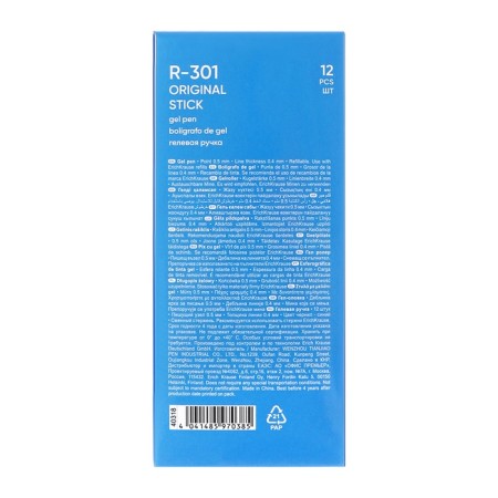 Gel handle R-301 Original Gel, node 0.5 mm, blue ink, letter line length 600 meters-12