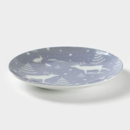 Plate "Winter Forest", d = 17.5 cm, blue color, porcelain-1