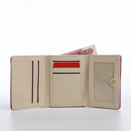Women's wallet on the button, burgundy color-3