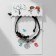 Bracelets "Demetrons" two hearts with beads, black and white color, 8 cm
