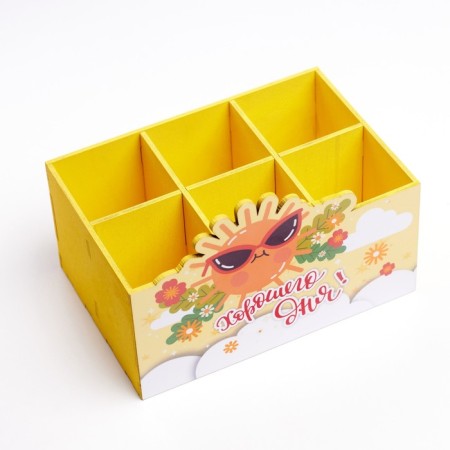 Organizer for storing the little things "Good day!" 6 departments, 18.7x12.5x12.5 cm-1