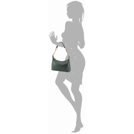 Women's bag B2809-04110, dark green color, artificial leather, 27x9x16 cm-1