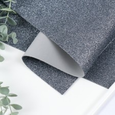 Foamiran glitter 2 mm, 50x50 cm, dark gray