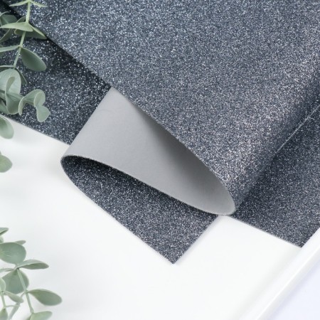 Foamiran glitter 2 mm, 50x50 cm, dark gray