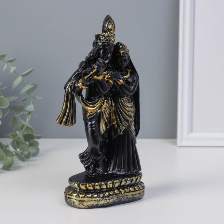NECK Polystone "Radha and Krishna" Black 22x9.7x11 cm-1