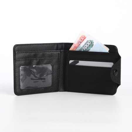 Women's wallet on the button, black color-4