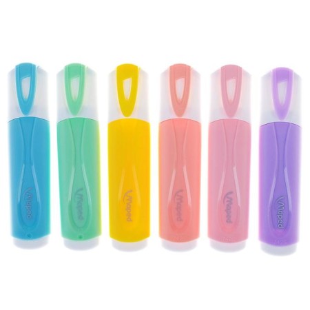 A set of textbook markers 6 colors 5.0 mm, Maped Fluo Peps Classic, pastel colors-1