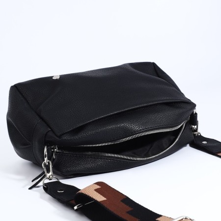 Richet Cross-Boda Bag, external pocket, 2 long belt, black color-6