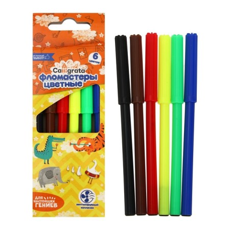 Flomasters 6 colors, a ventilated cap, in a cardboard box