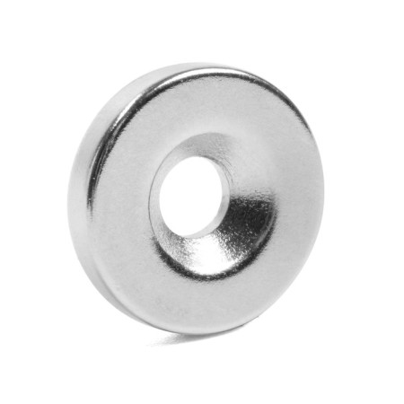 Magnet 15 mm with a hole, the color is nickel