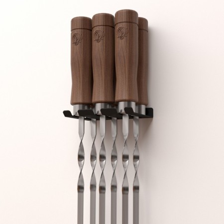 Storage holder for skewers with 6 items, wall, black-1