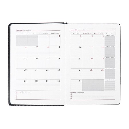 Dated 2025 diary, Escalada, A5 176 sheets, solid cover artificial leather with foam rubber, pancake embossing, cover on the cover, block 70 g/m2, black-12