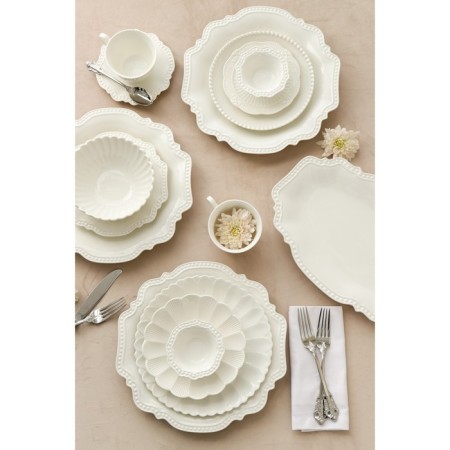 Porcelain dining porcelain Magistro "Flower", D = 25 cm, white color-5