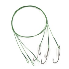 The leash of the steel Namazu Leader 1x7 Coated Green, D = 0.48 mm, l = 50 cm, with a lively hook