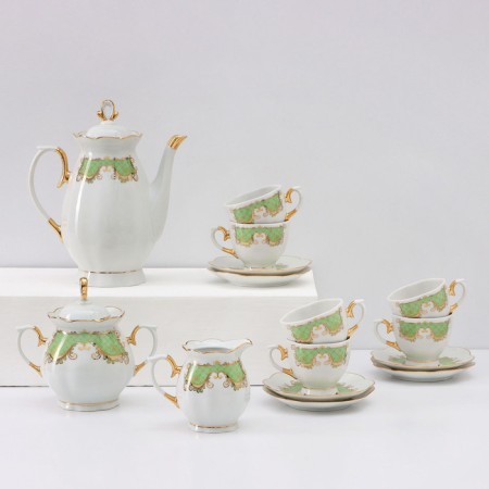 Service Coffee Porcelain Symphony, 15 objects: coffee pot 800 ml, sugar tower 400 ml, cream 180 ml, coffee coffee cup, saucer d = 12 cm