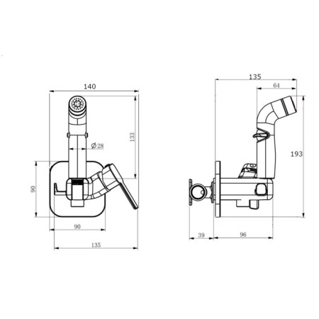 Bida mixer Rush Capri CA1435-99RBronze, with a hygienic shower, built-in, bronze 979732-1