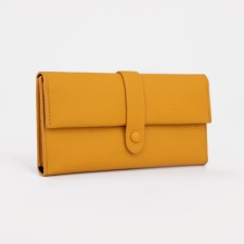 Women's wallet on the button, yellow color