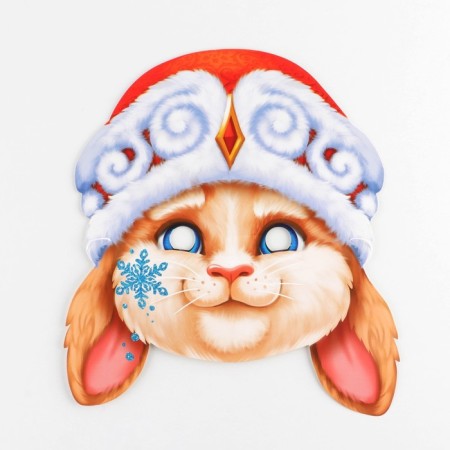 Mask on the elastic band “Rabbit in a hat”, 24.8 x 27.3 cm., 250 g/sq.m-3