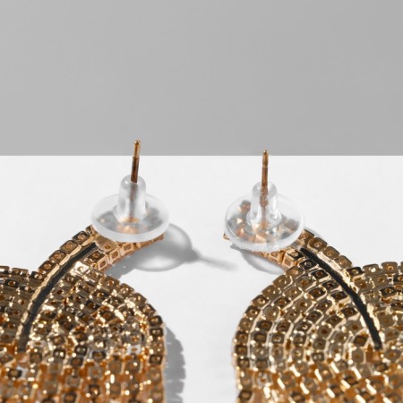 Hanging earrings with rhinestones "Grace" ladder, white color in gold, 11 cm-1