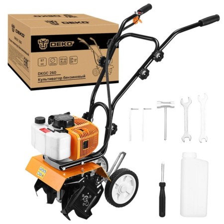 Cultivator gasoline DEKO DKGC 260, 2.8 hp, depth/width 100/260 mm, 1.2 l, wheels 6 "107083