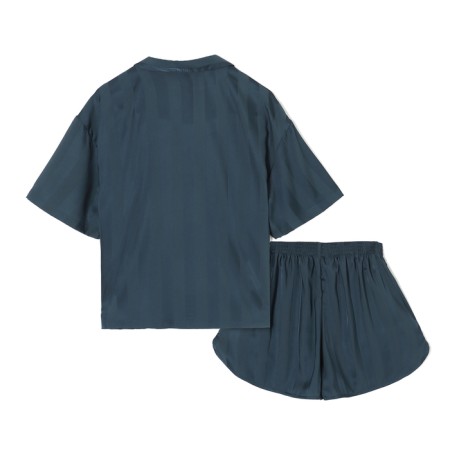 Female pajamas (shirt and shorts) KAFTAN SILK "strip" R.44-46, dark blue-9
