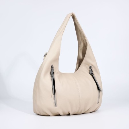 Love bag with a zipper, 3 outer pockets, beige color-2