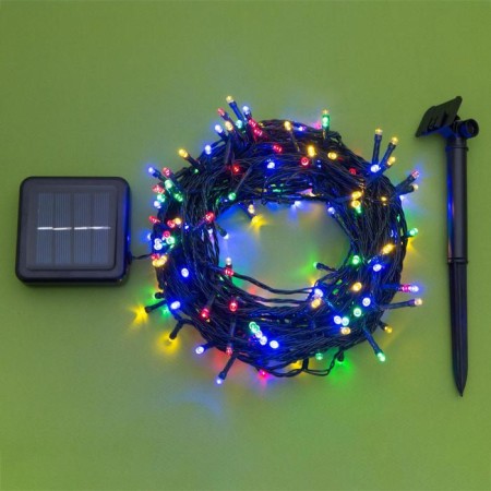 Garland "thread" 20 m, dark thread, 200 LED, glow of multi, 2 modes, solar battery-6
