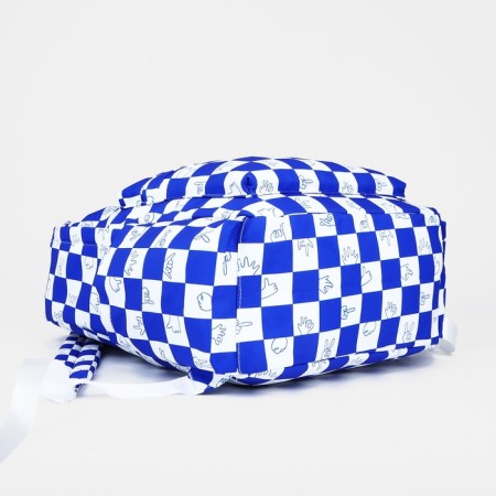 Youth backpack from textiles, 4 pockets, white/blue color-2