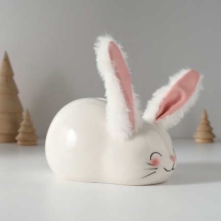 Pig a piggy bank Ceramics "Blood rabbit with soft ears" 8.8x13.2x7 cm-2