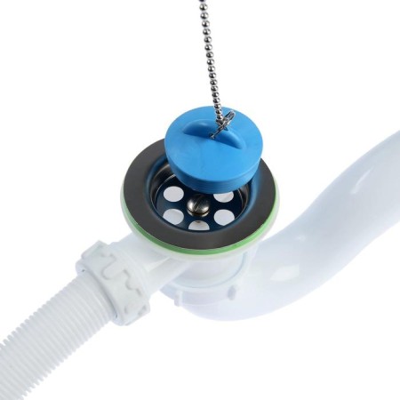 AKVater bath siphon, 1 1/2 "x 40 mm, with release and overflow, with corrugated 40x40/50 mm-1