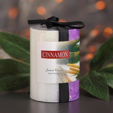 Candle cylinder 5x7.5cm, "crystalline pattern", cinnamon-1