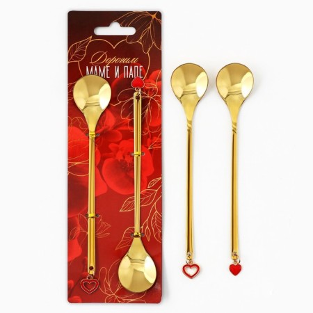 Gift set of spoons with suspensions "dear mom and dad", 2 pcs., 15.8 x 2.5 cm-1