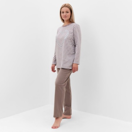 Female "Heart" set (longshit, trousers), light gray color, size 54-2