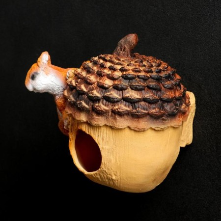 Suspended decor "Walnut-feeder with squirrel" 18x16cm-1