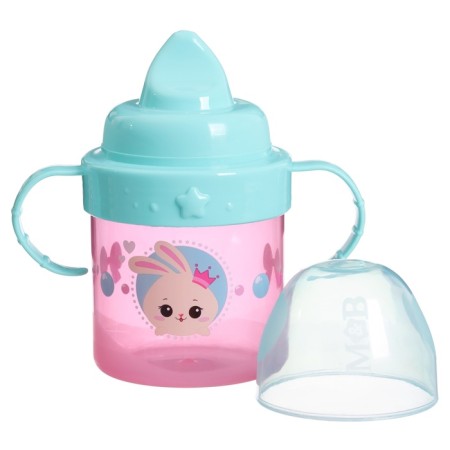 Children's player with solid nose "Bunny Polly", 150 ml., With handles, pink color-1