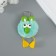 Fluffy on the ring "Bright -eyed raven" Green 9.5x6x6 cm