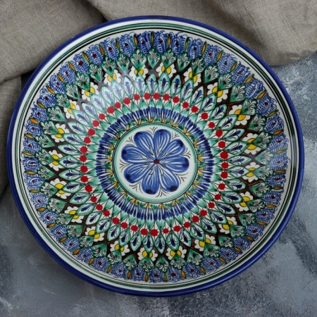 Largan Rishtan ceramics "Flowers", 33 cm, blue-1