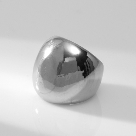 Ring Metal "Trend" volumetric dome, color silver, size 18